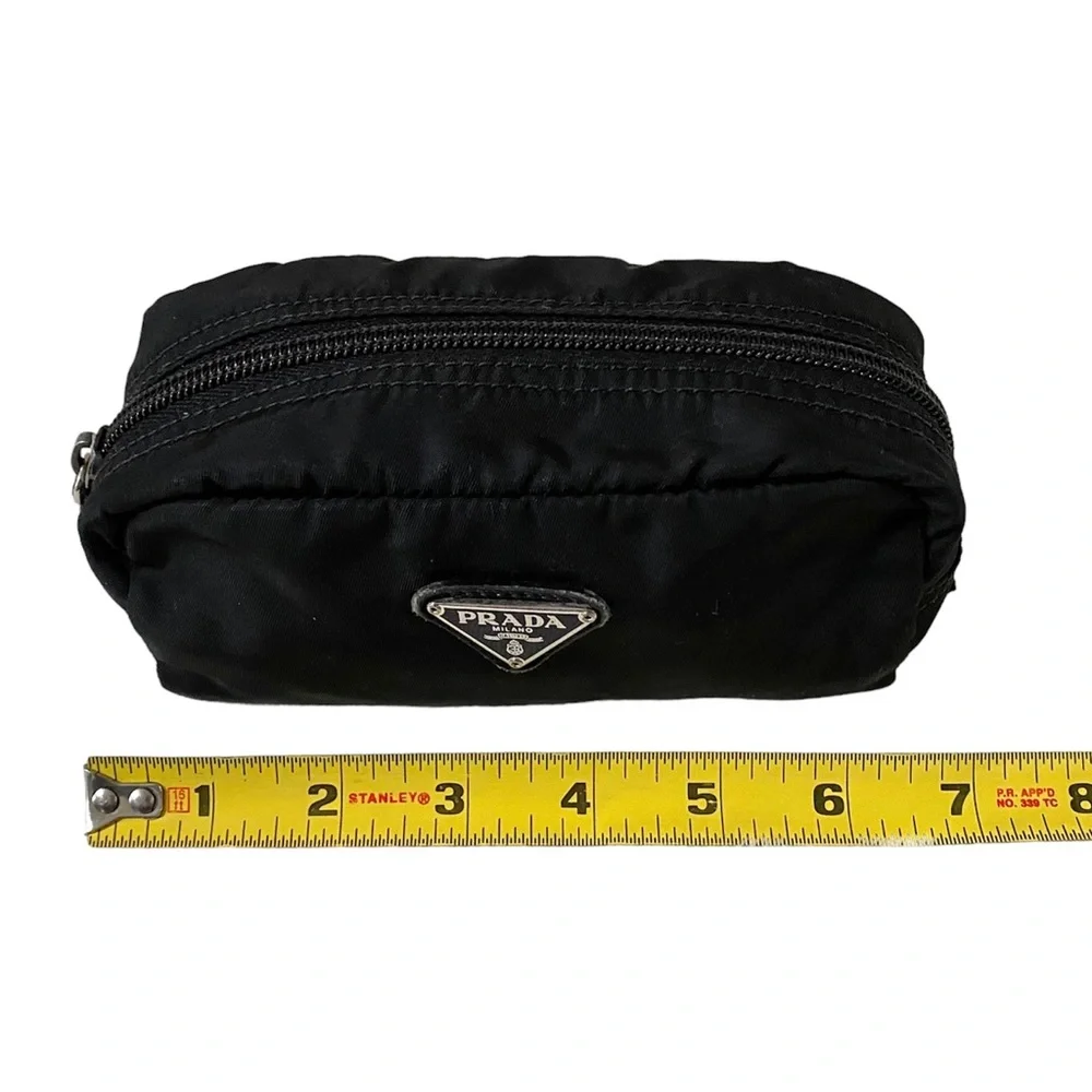 AUTHENTIC VINTAGE PRADA VELA TESSUTO NYLON SMALL ZIP COSMETIC BAG/POUCH, BLACK - Picture 14 of 16
